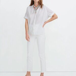 Madewell sheer white button up short sleeve "Tidal Shirt"
